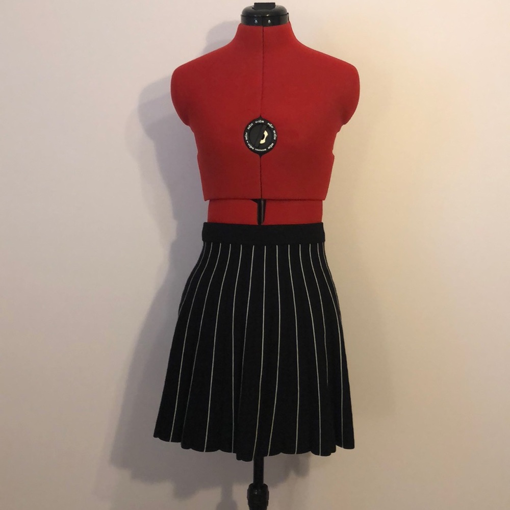 Loft Black Skirt w/ White Stripes